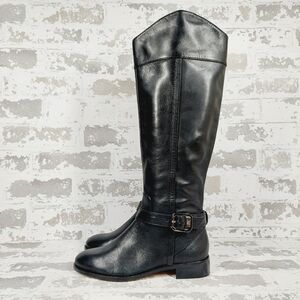 NEW Vince Camuto Ovarlym Black Leather Knee-High Riding Boots D906